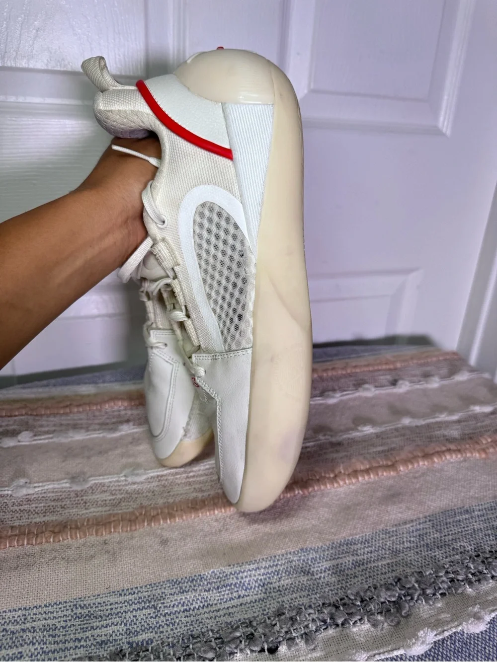 Men's White Sneakers with Red Accent — Low-Top Athletic Style